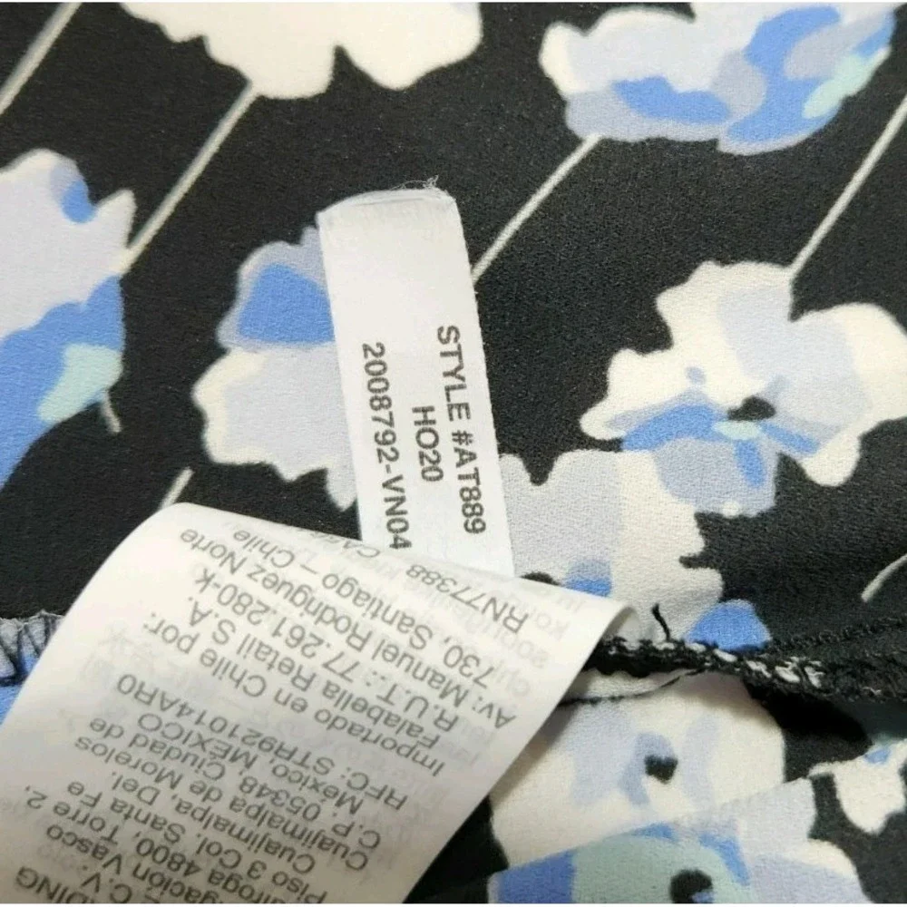 J. Crew Floral Print‎ Long Sleeve V-Neck Button Down Blouse Blue White Size 12